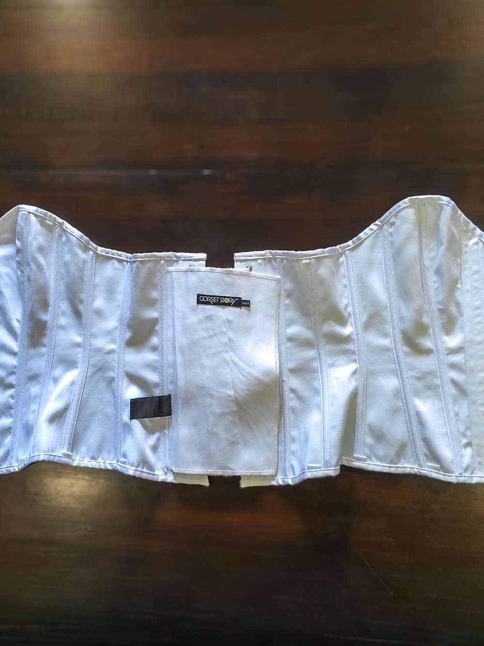 White Satin Strapless Lace-Up Corset Top - Picture 4 of 5